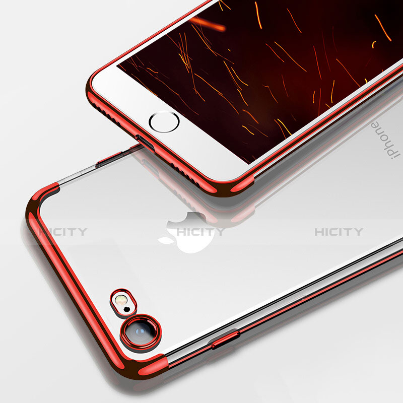 Custodia Silicone Trasparente Ultra Sottile Morbida T19 per Apple iPhone 8 Rosso