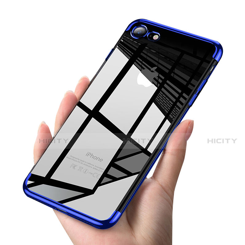Custodia Silicone Trasparente Ultra Sottile Morbida T19 per Apple iPhone SE (2020) Blu