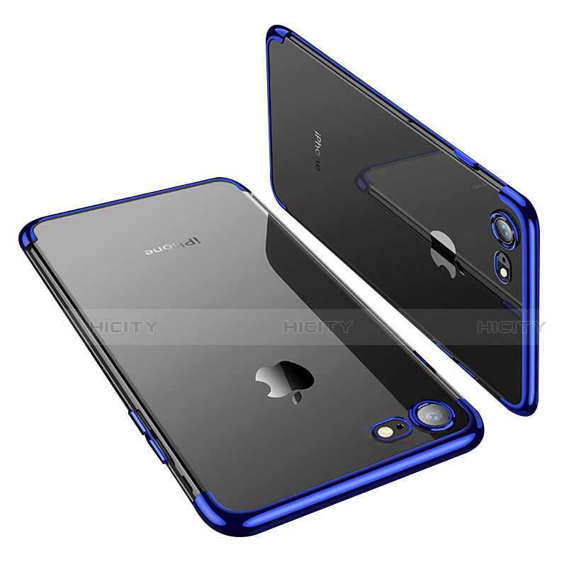 Custodia Silicone Trasparente Ultra Sottile Morbida T19 per Apple iPhone SE3 2022 Blu