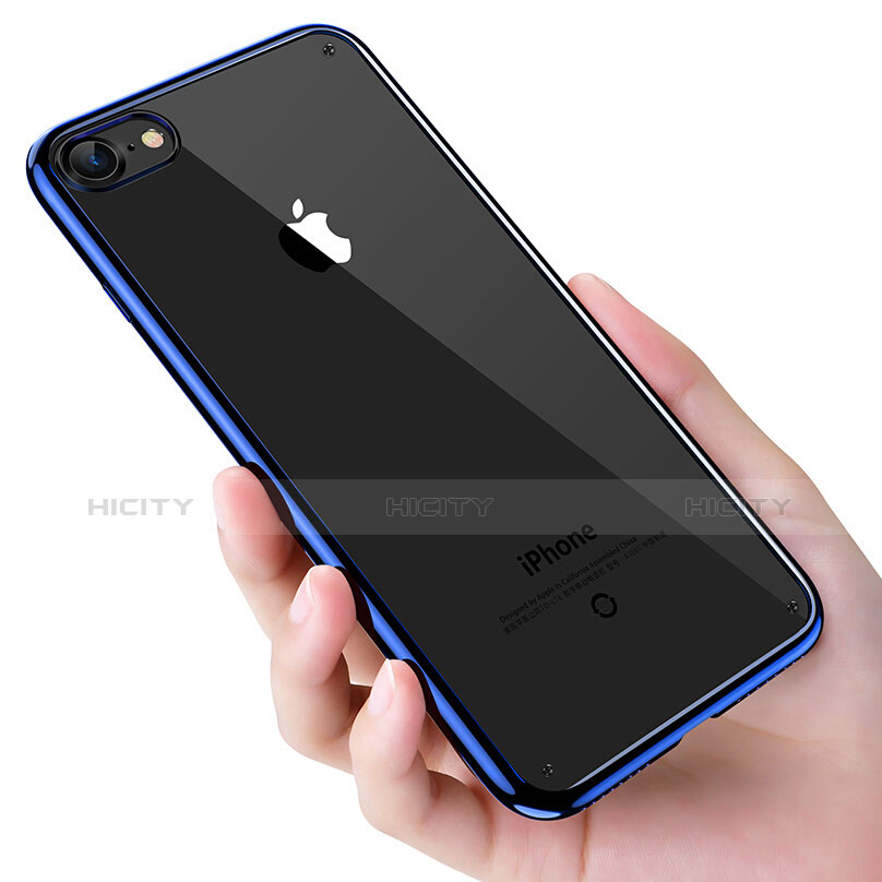 Custodia Silicone Trasparente Ultra Sottile Morbida T21 per Apple iPhone 7 Blu