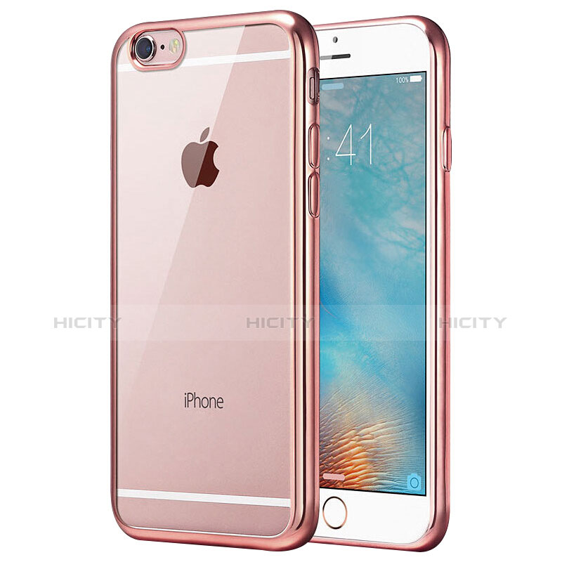 Custodia Silicone Trasparente Ultra Sottile Morbida T21 per Apple iPhone 7 Oro Rosa