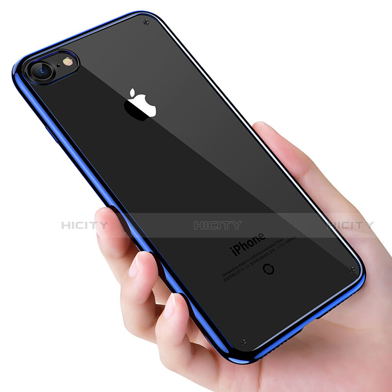 Custodia Silicone Trasparente Ultra Sottile Morbida T21 per Apple iPhone SE3 2022 Blu