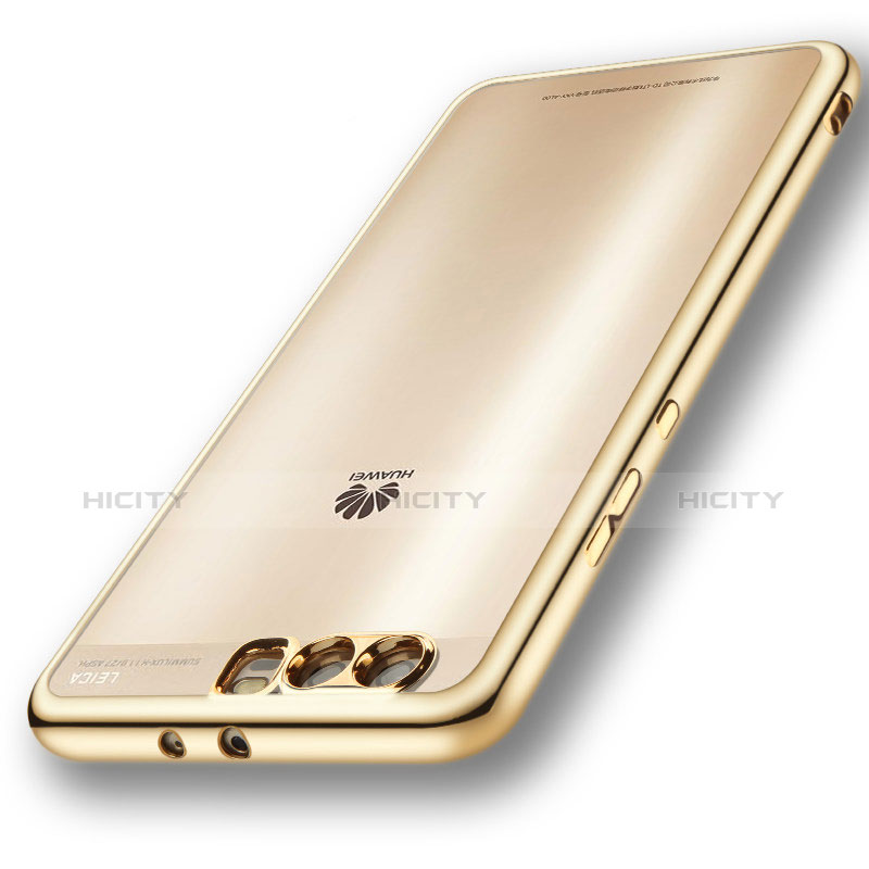 Custodia Silicone Trasparente Ultra Sottile Morbida U02 per Huawei P10 Plus Oro