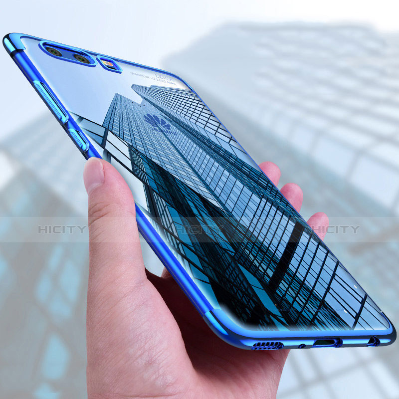 Custodia Silicone Trasparente Ultra Sottile Morbida U03 per Huawei P10 Plus Blu