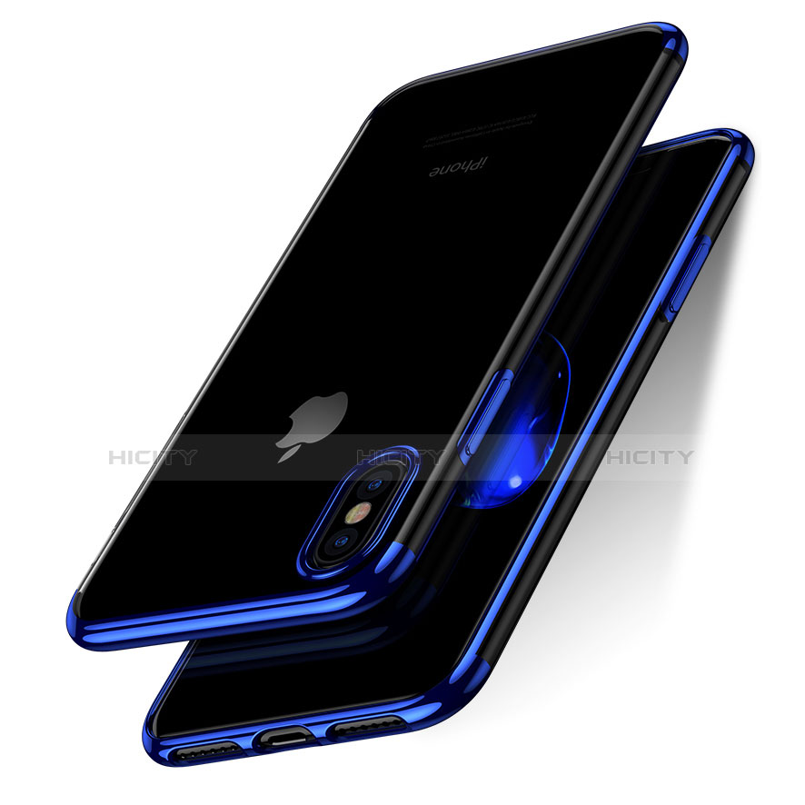 Custodia Silicone Trasparente Ultra Sottile Morbida V07 per Apple iPhone Xs Blu