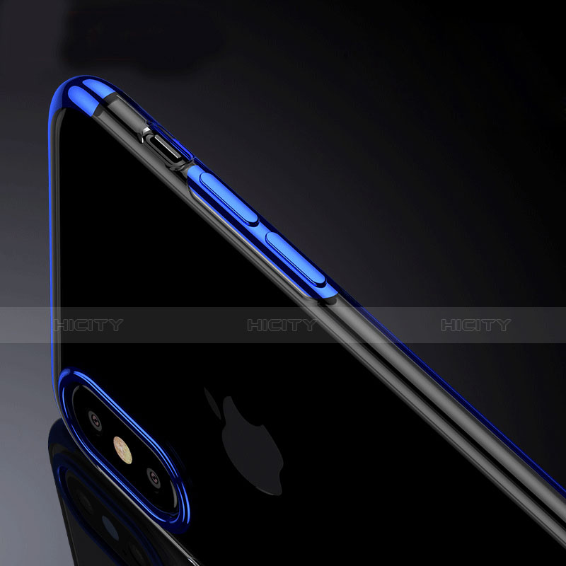 Custodia Silicone Trasparente Ultra Sottile Morbida V07 per Apple iPhone Xs Max Blu