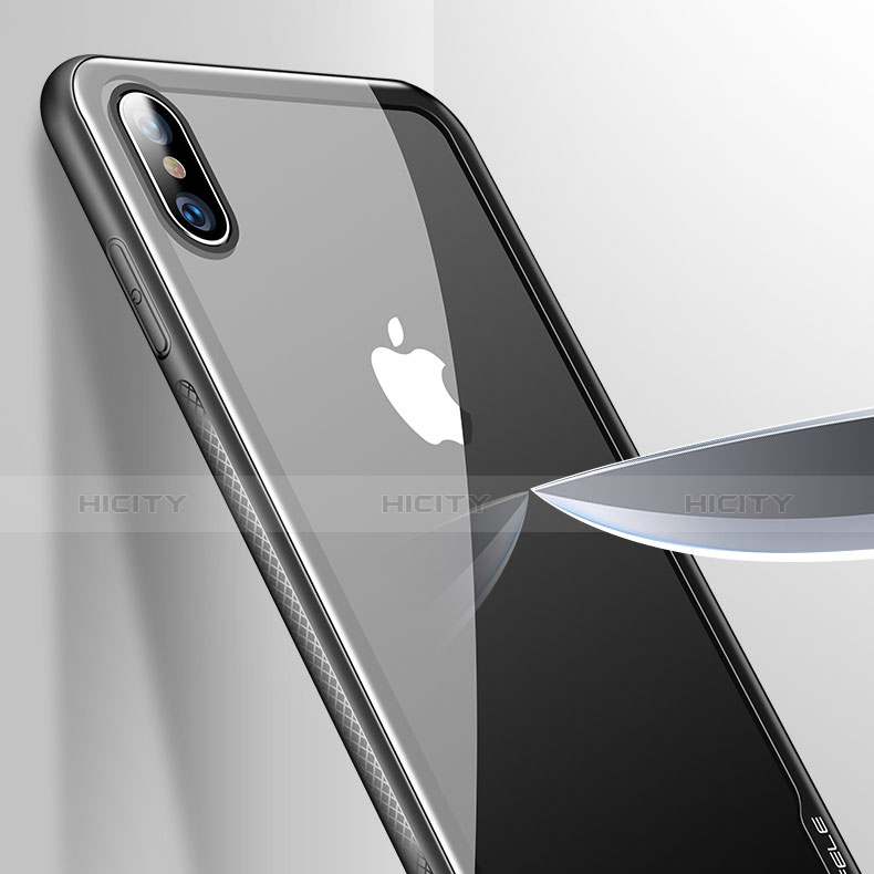 Custodia Silicone Trasparente Ultra Sottile Morbida V08 per Apple iPhone Xs Nero