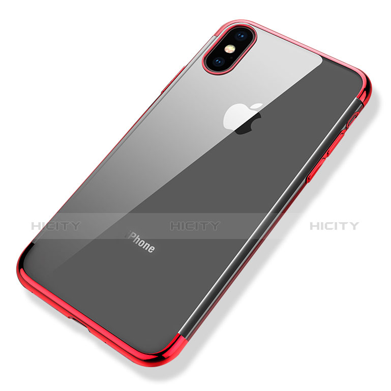Custodia Silicone Trasparente Ultra Sottile Morbida V11 per Apple iPhone X Rosso