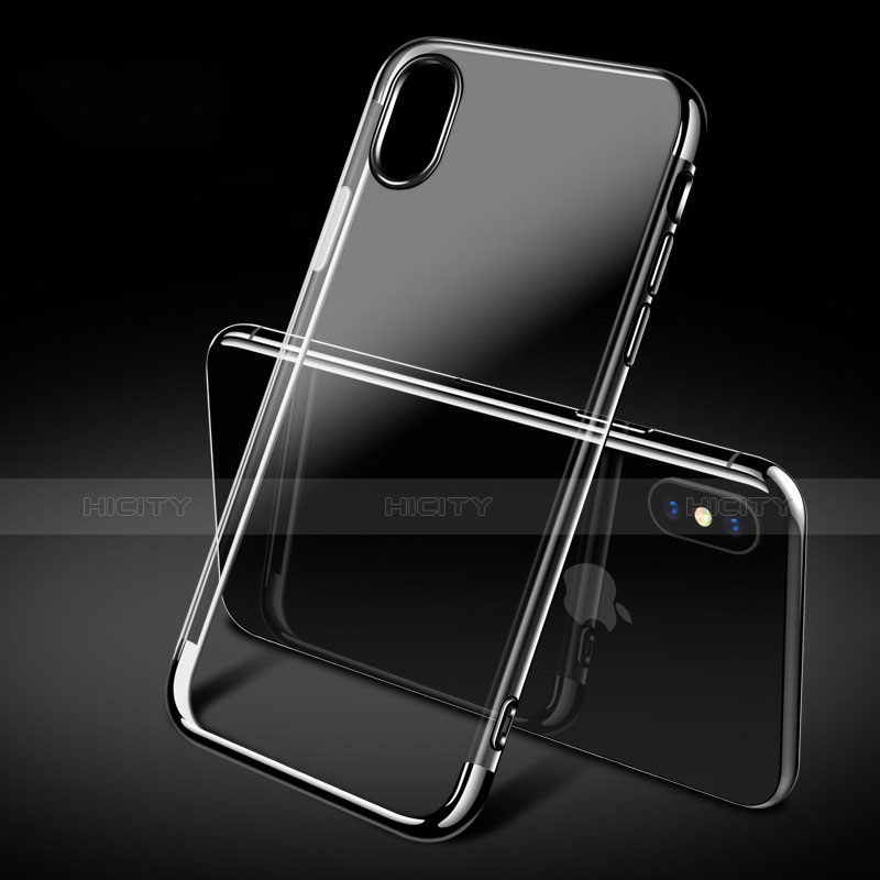 Custodia Silicone Trasparente Ultra Sottile Morbida V12 per Apple iPhone X Nero