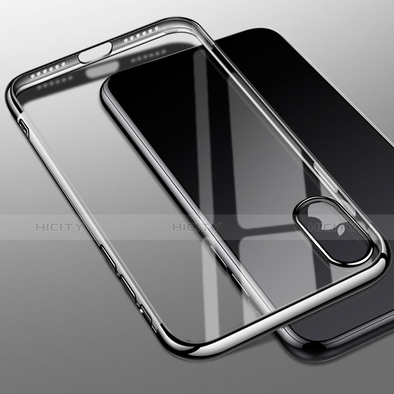 Custodia Silicone Trasparente Ultra Sottile Morbida V12 per Apple iPhone Xs Max Nero