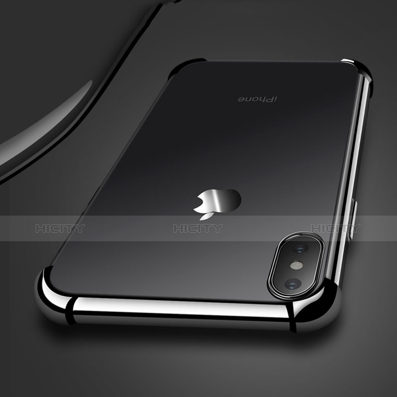 Custodia Silicone Trasparente Ultra Sottile Morbida V14 per Apple iPhone X Nero
