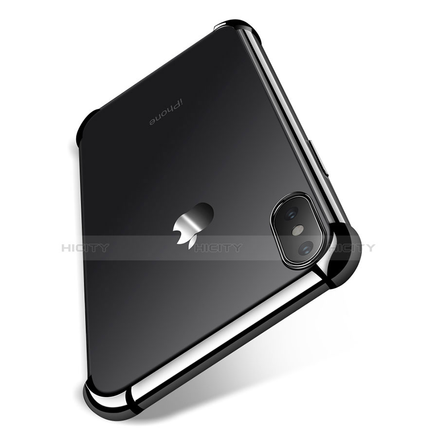 Custodia Silicone Trasparente Ultra Sottile Morbida V14 per Apple iPhone Xs Nero