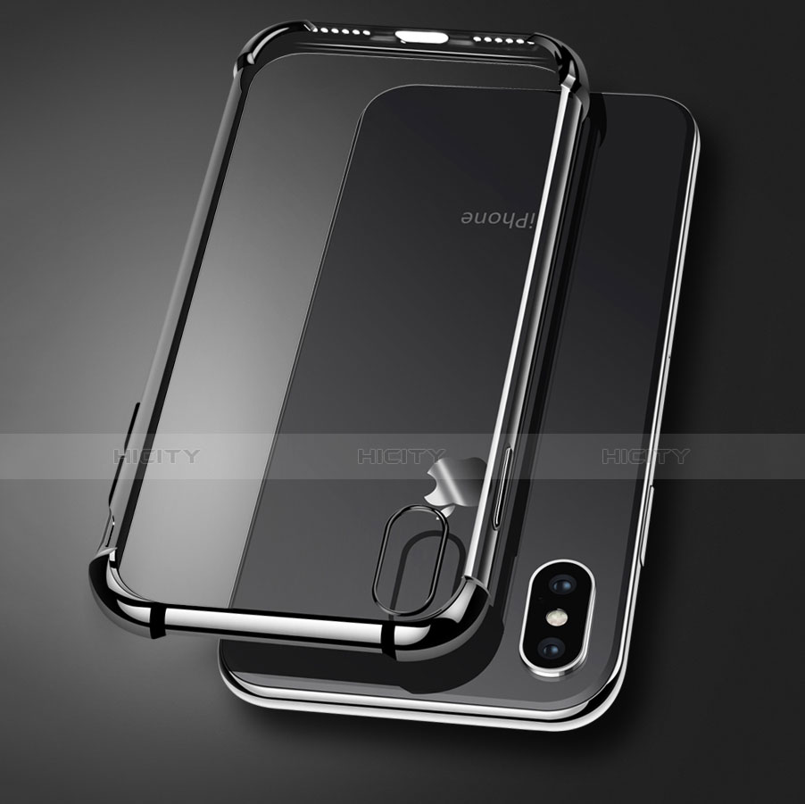 Custodia Silicone Trasparente Ultra Sottile Morbida V14 per Apple iPhone Xs Nero