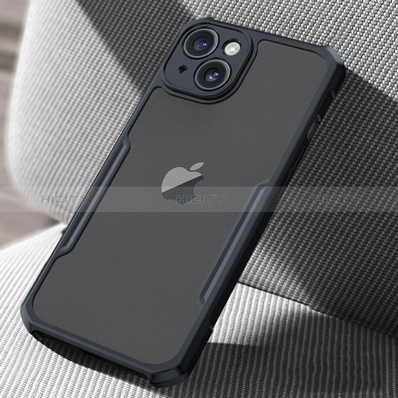 Custodia Silicone Trasparente Ultra Sottile Morbida XD1 per Apple iPhone 15 Nero