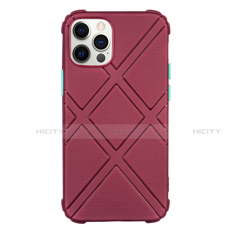 Custodia Silicone Ultra Sottile Morbida 360 Gradi Cover C02 per Apple iPhone 12 Pro Rosso Rosa