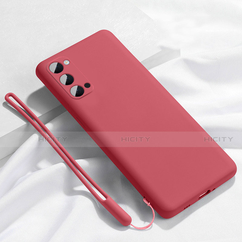 Custodia Silicone Ultra Sottile Morbida 360 Gradi Cover C02 per Oppo Reno4 Pro 5G Rosso Rosa