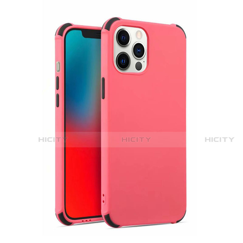 Custodia Silicone Ultra Sottile Morbida 360 Gradi Cover C03 per Apple iPhone 12 Pro Rosso Rosa