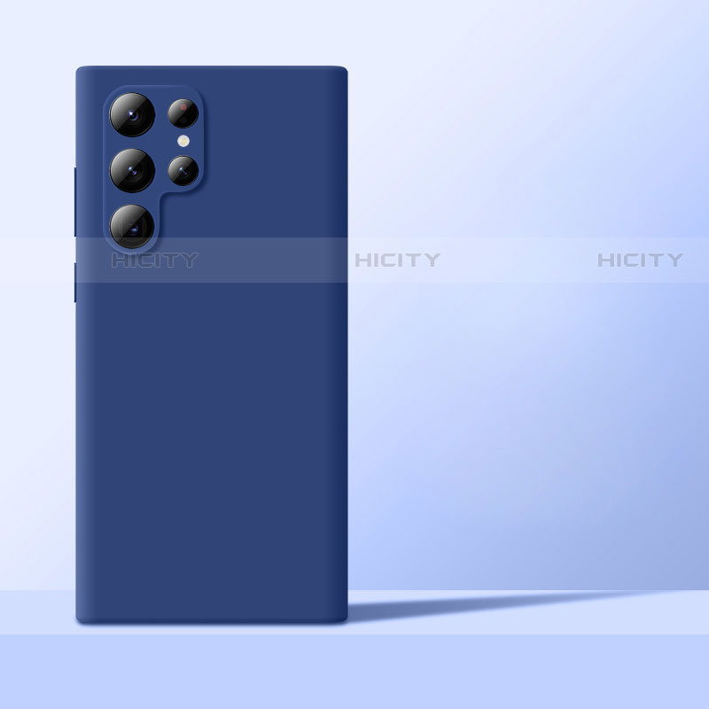 Custodia Silicone Ultra Sottile Morbida 360 Gradi Cover D01 per Samsung Galaxy S22 Ultra 5G Blu