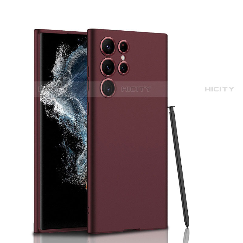 Custodia Silicone Ultra Sottile Morbida 360 Gradi Cover D02 per Samsung Galaxy S22 Ultra 5G Rosso Rosa
