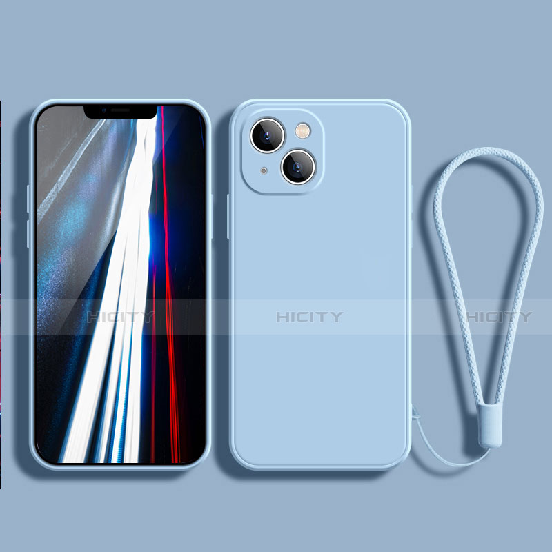 Custodia Silicone Ultra Sottile Morbida 360 Gradi Cover G02 per Apple iPhone 13 Cielo Blu
