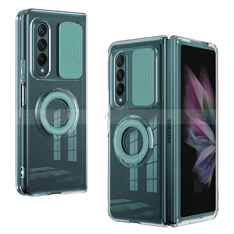Custodia Silicone Ultra Sottile Morbida 360 Gradi Cover MJ2 per Samsung Galaxy Z Fold3 5G Verde Pastello