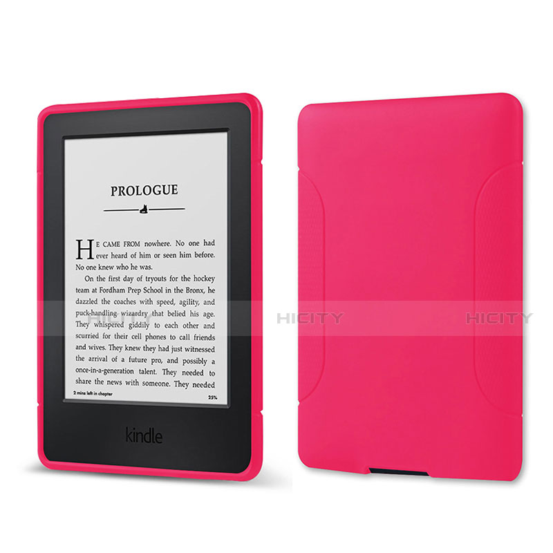Custodia Silicone Ultra Sottile Morbida 360 Gradi Cover per Amazon Kindle 6 inch Rosa Caldo