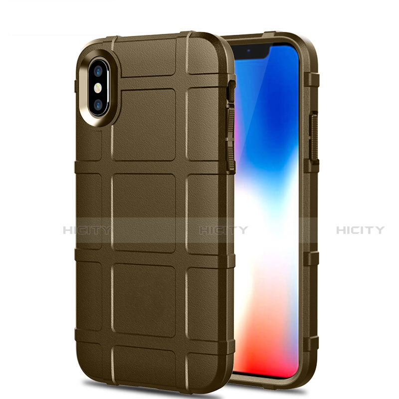 Custodia Silicone Ultra Sottile Morbida 360 Gradi Cover per Apple iPhone X Marrone