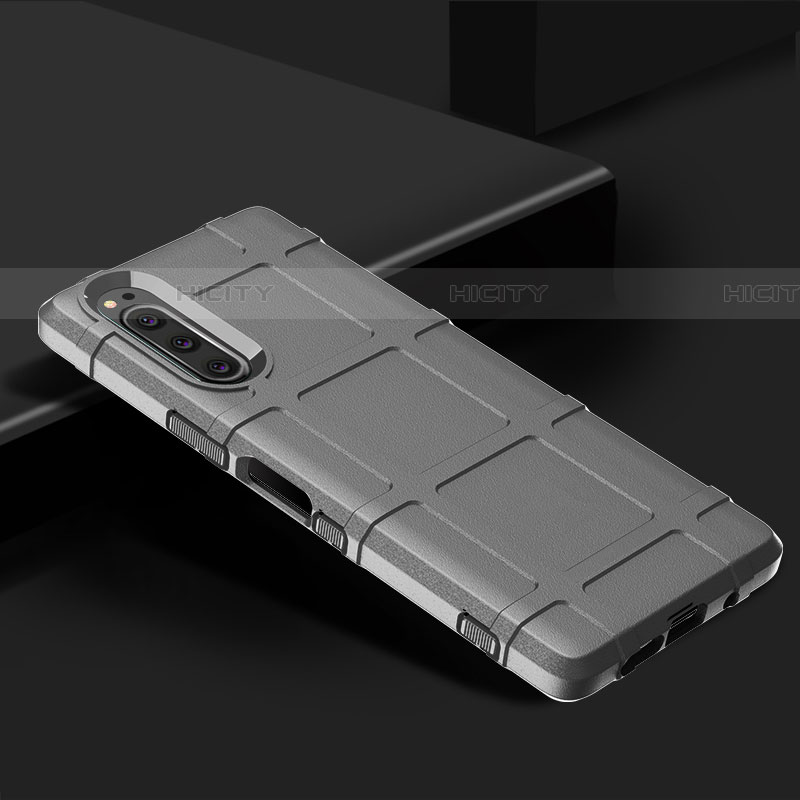 Custodia Silicone Ultra Sottile Morbida 360 Gradi Cover per Sony Xperia 5 Argento