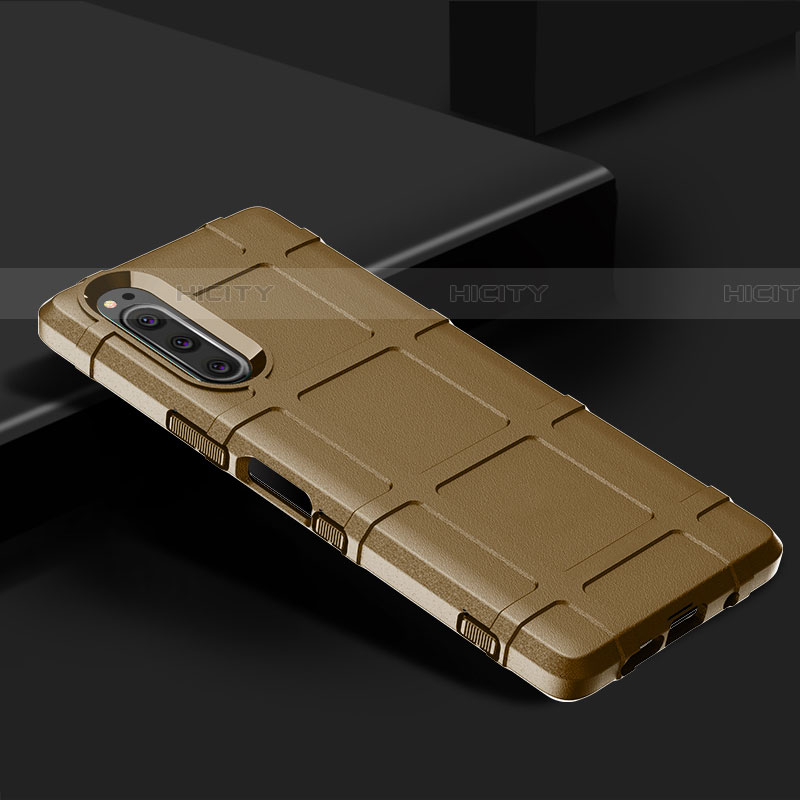 Custodia Silicone Ultra Sottile Morbida 360 Gradi Cover per Sony Xperia 5 Marrone