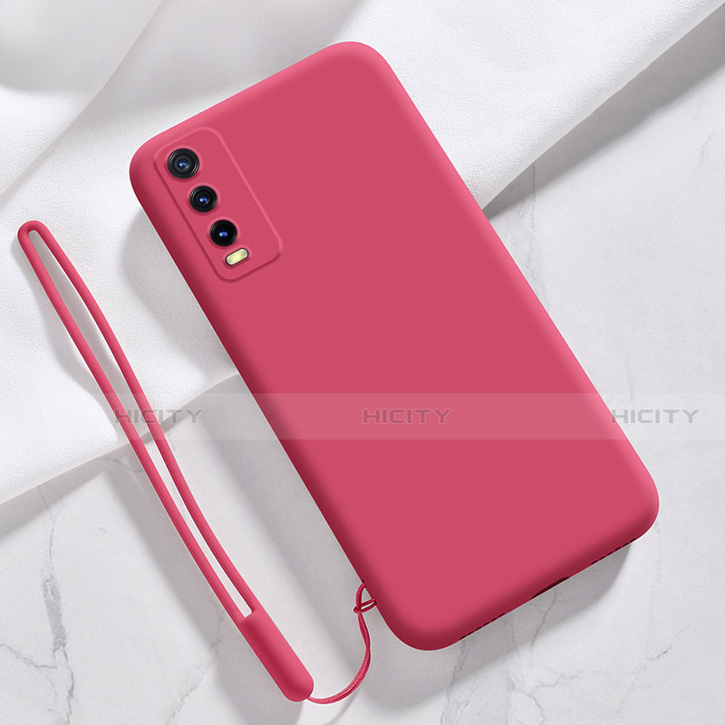 Custodia Silicone Ultra Sottile Morbida 360 Gradi Cover per Vivo Y12s Rosso Rosa