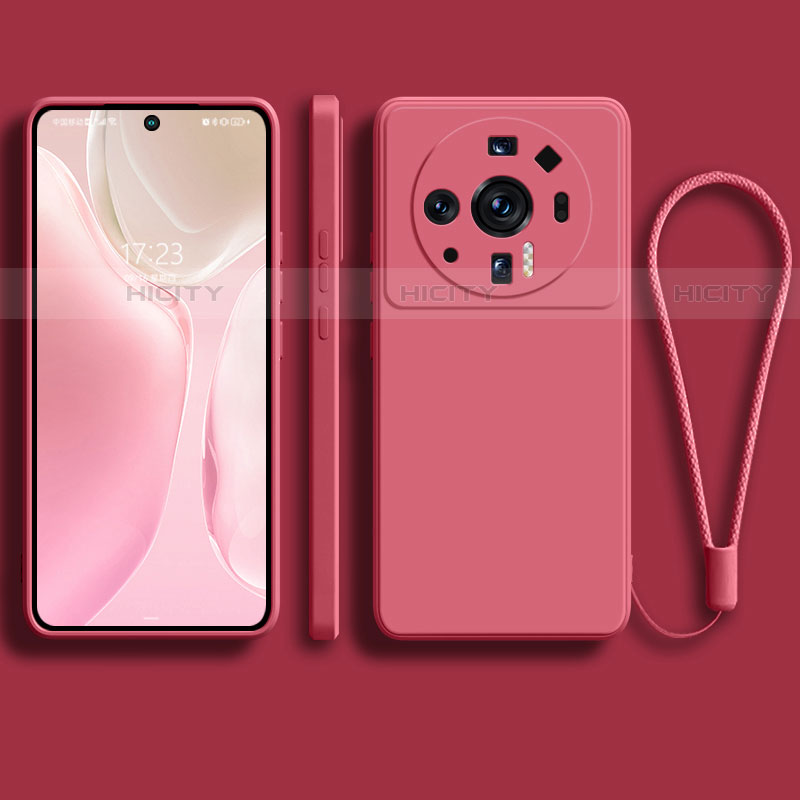 Custodia Silicone Ultra Sottile Morbida 360 Gradi Cover per Xiaomi Mi 12 Ultra 5G Rosso Rosa