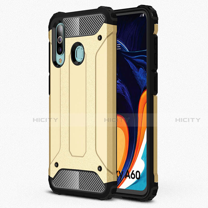 Custodia Silicone Ultra Sottile Morbida 360 Gradi Cover S01 per Samsung Galaxy A60 Oro