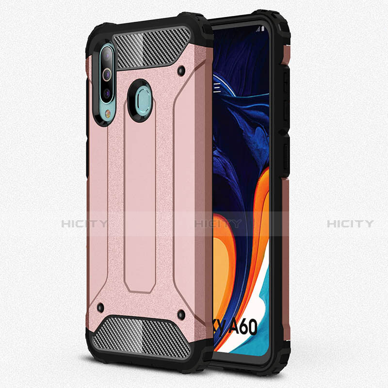 Custodia Silicone Ultra Sottile Morbida 360 Gradi Cover S01 per Samsung Galaxy A60 Oro Rosa