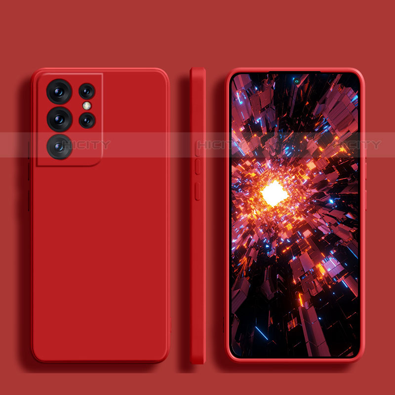 Custodia Silicone Ultra Sottile Morbida 360 Gradi Cover S01 per Samsung Galaxy S21 Ultra 5G Rosso