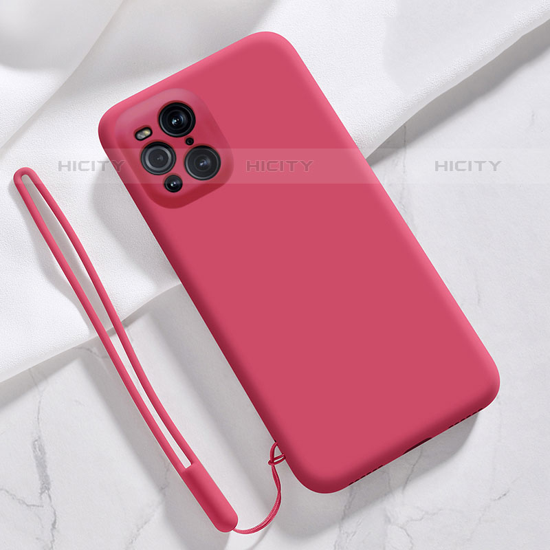 Custodia Silicone Ultra Sottile Morbida 360 Gradi Cover S02 per Oppo Find X3 Pro 5G Rosso