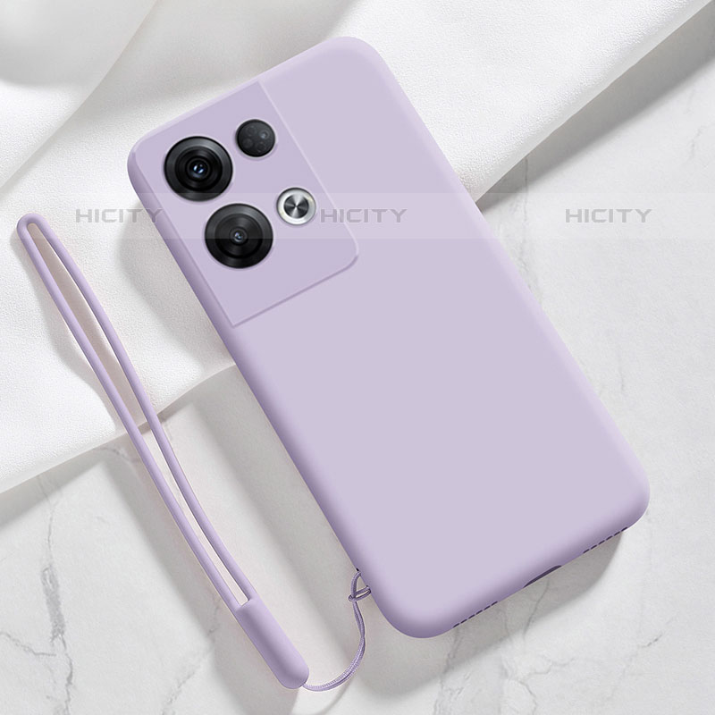 Custodia Silicone Ultra Sottile Morbida 360 Gradi Cover S02 per Oppo Reno8 Pro 5G Lavanda