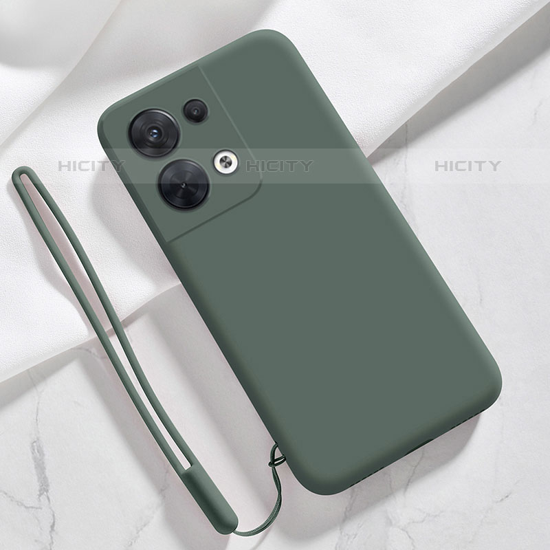 Custodia Silicone Ultra Sottile Morbida 360 Gradi Cover S02 per Oppo Reno9 Pro 5G Verde Notte