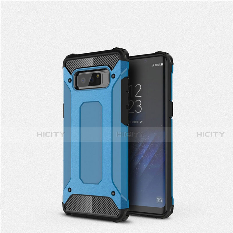 Custodia Silicone Ultra Sottile Morbida 360 Gradi Cover S02 per Samsung Galaxy Note 8 Duos N950F Cielo Blu