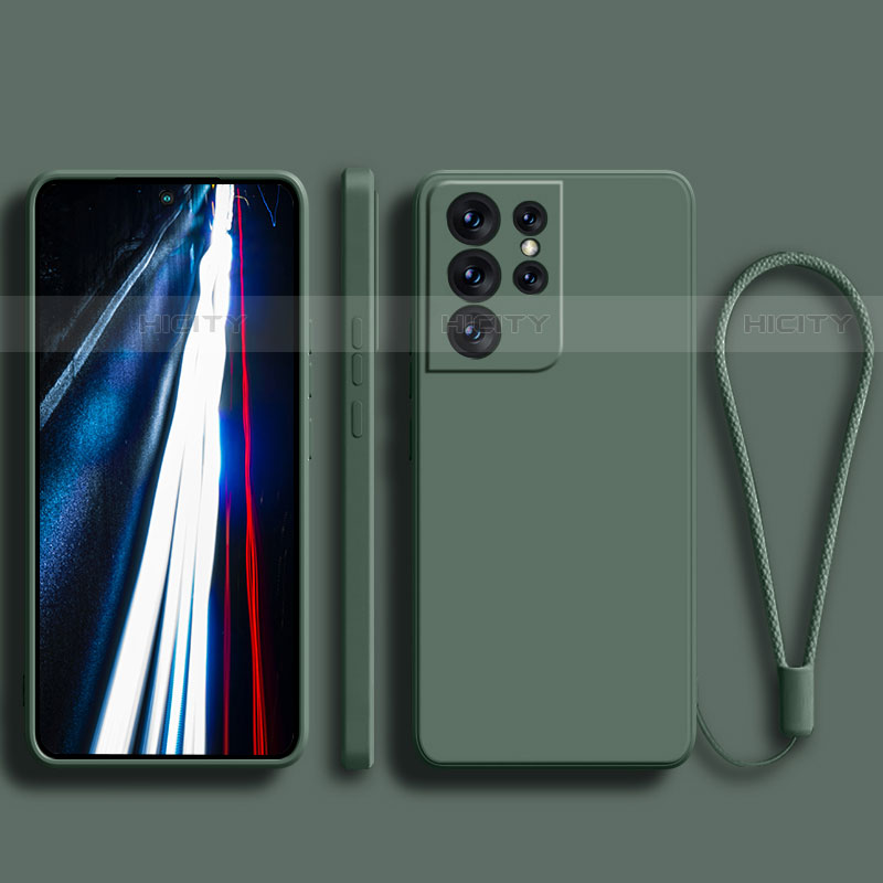 Custodia Silicone Ultra Sottile Morbida 360 Gradi Cover S02 per Samsung Galaxy S21 Ultra 5G Verde