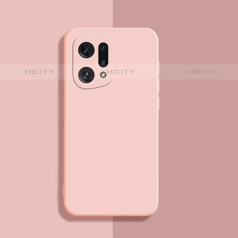 Custodia Silicone Ultra Sottile Morbida 360 Gradi Cover S03 per Oppo Find X5 Pro 5G Rosa