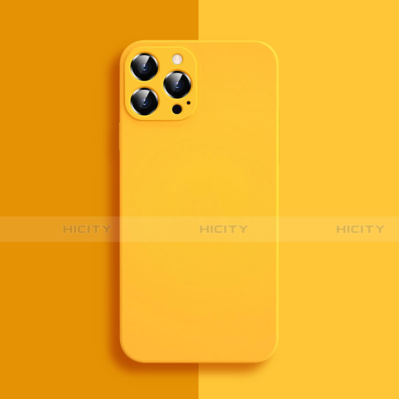 Custodia Silicone Ultra Sottile Morbida 360 Gradi Cover S04 per Apple iPhone 13 Pro Giallo