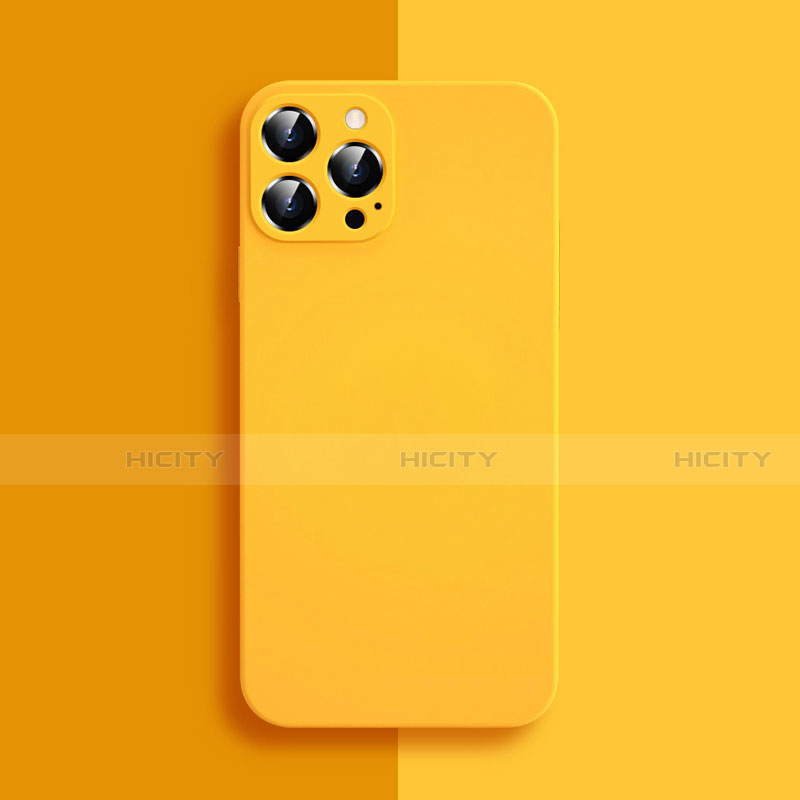 Custodia Silicone Ultra Sottile Morbida 360 Gradi Cover S04 per Apple iPhone 14 Pro Max Giallo