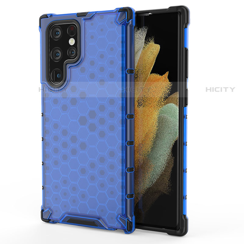 Custodia Silicone Ultra Sottile Morbida 360 Gradi Cover S04 per Samsung Galaxy S22 Ultra 5G Blu