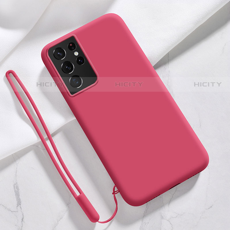 Custodia Silicone Ultra Sottile Morbida 360 Gradi Cover S05 per Samsung Galaxy S21 Ultra 5G Rosso