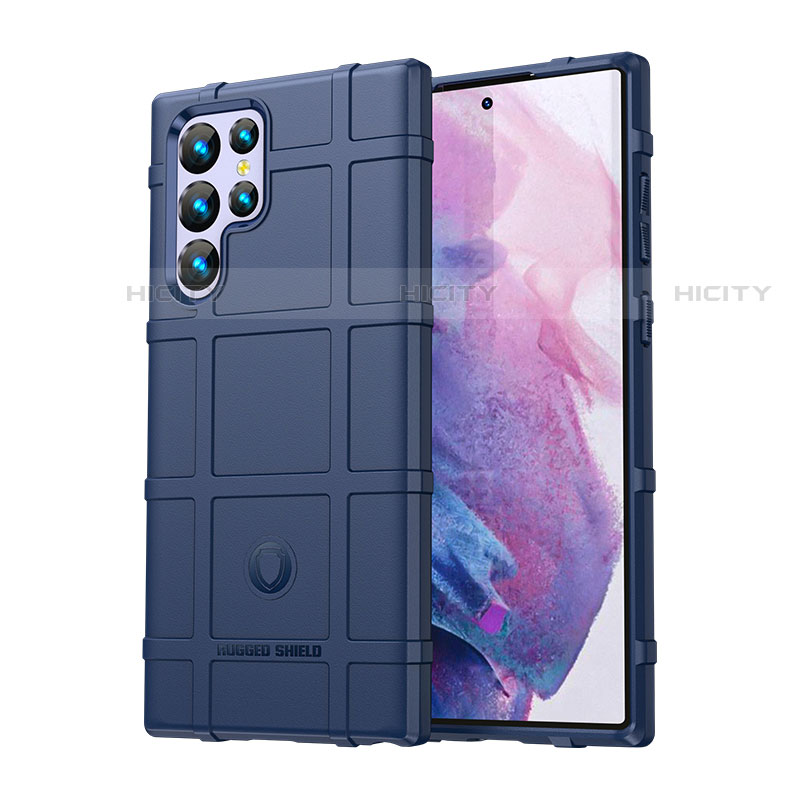 Custodia Silicone Ultra Sottile Morbida 360 Gradi Cover S06 per Samsung Galaxy S22 Ultra 5G Blu