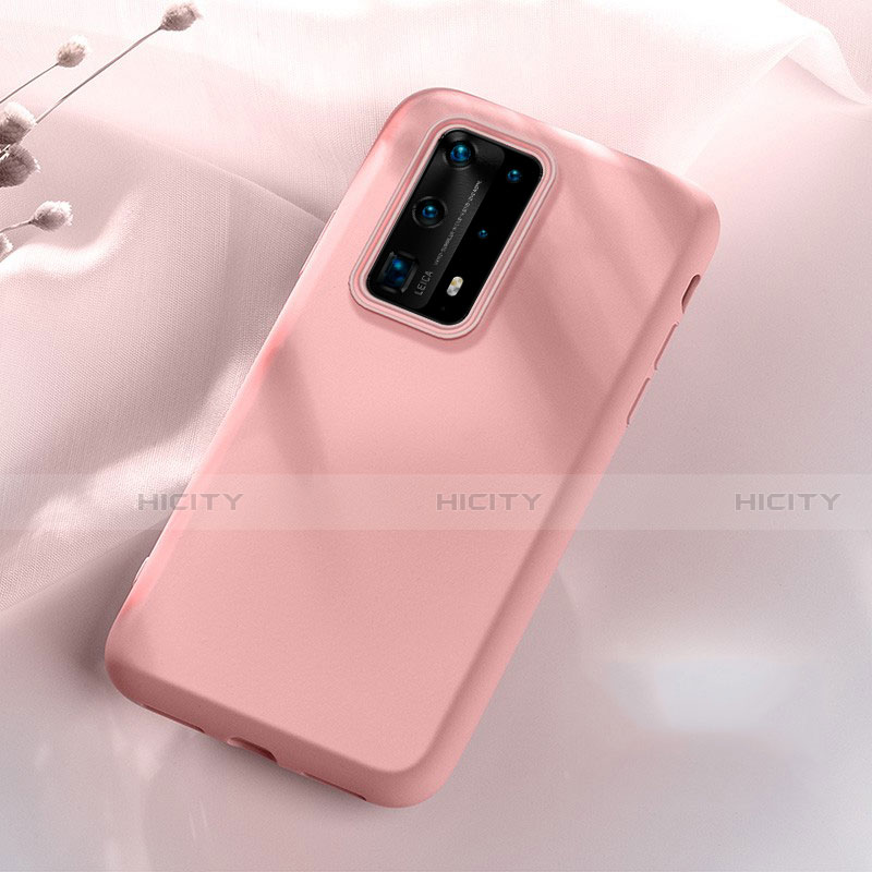 Custodia Silicone Ultra Sottile Morbida 360 Gradi Cover S07 per Huawei P40 Pro+ Plus Rosa