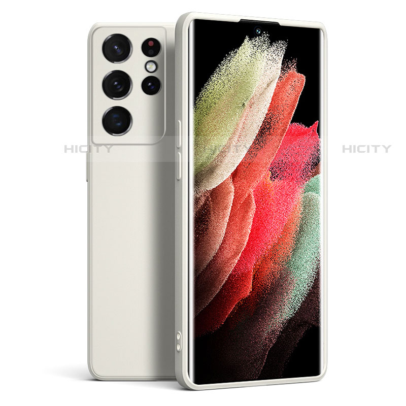 Custodia Silicone Ultra Sottile Morbida 360 Gradi Cover S08 per Samsung Galaxy S21 Ultra 5G Bianco