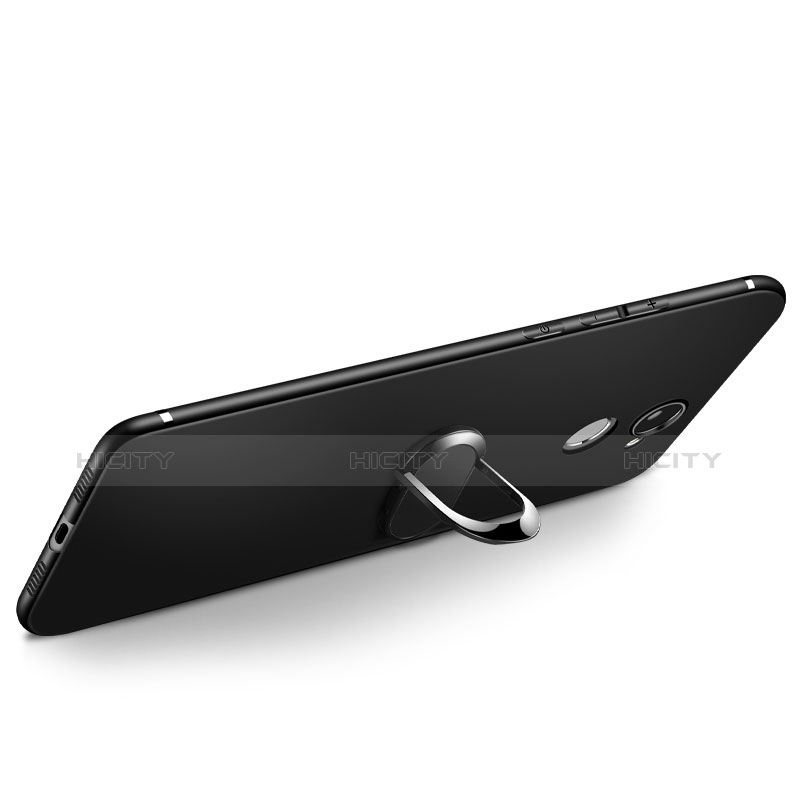 Custodia Silicone Ultra Sottile Morbida con Anello Supporto A02 per Huawei Enjoy 7 Plus Nero