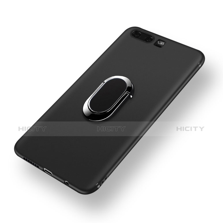 Custodia Silicone Ultra Sottile Morbida con Anello Supporto A02 per Huawei Honor 9 Premium Nero