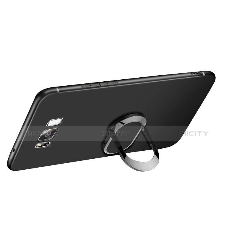 Custodia Silicone Ultra Sottile Morbida con Anello Supporto A02 per Samsung Galaxy S8 Nero